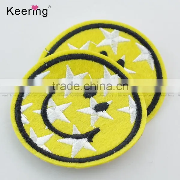 Hot Yellow Smile Face Garment Embroidery Design Custom Patch photo-3