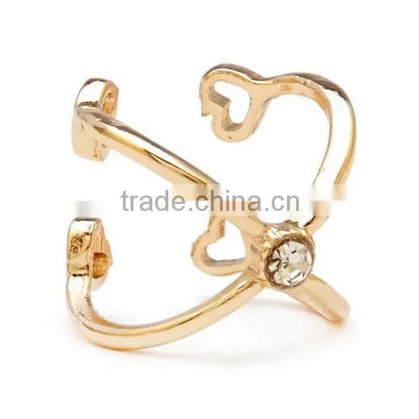 Shiny Gold Plating Crystal Stud Pearl Embrace Ring photo-4