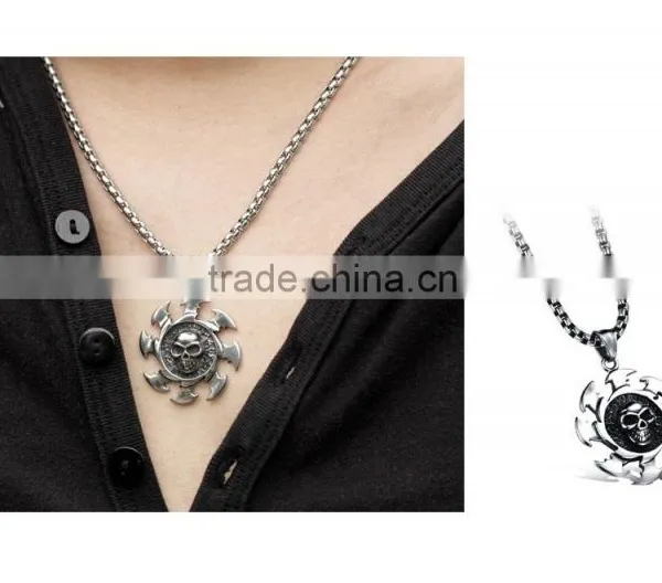 Wholesale Fashion 316l Stainless Steel Skull Necklace With Sun for Men Gift photo-5