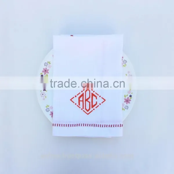 Hand Hemstitched Linen Napkin,snowflake Embroidered Napkin photo-5