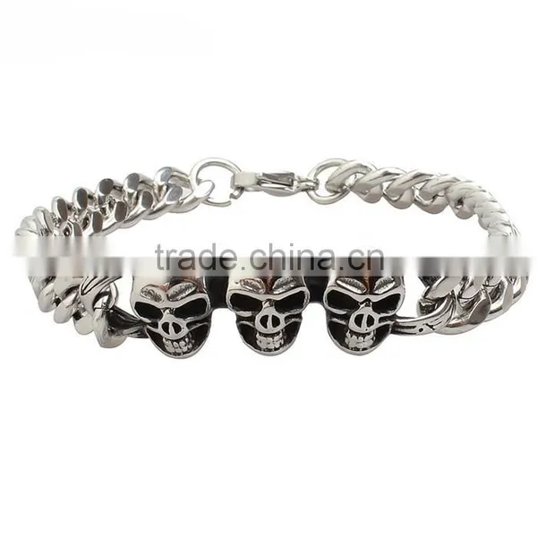 Kindy Jewelry JCB0236 Vintage Punk Style Stainless Steel North Skull Bracelet for Men Supplier's Choice photo-2