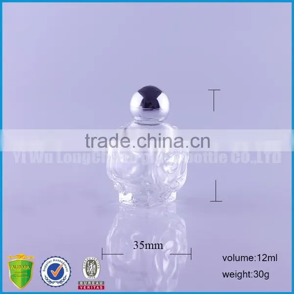 Skull Round Rose Oblate Empty E Liquid Glass Bottles 12ml With Airtingt Aluminum Cap