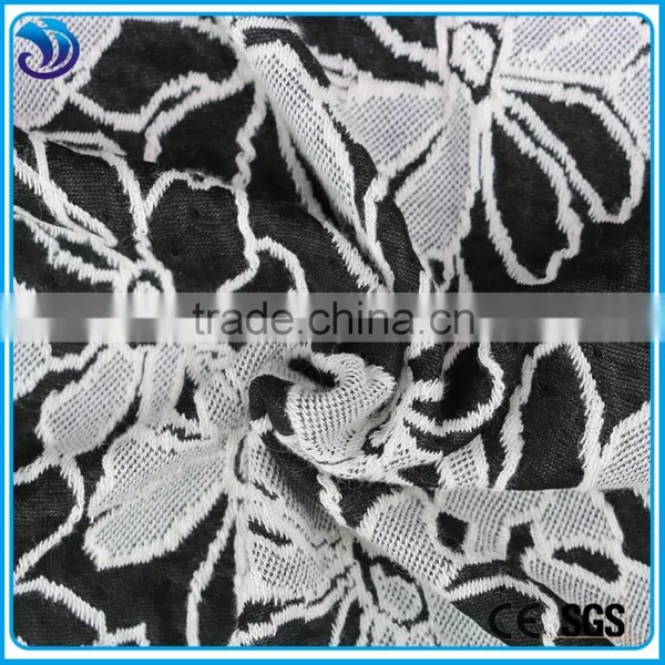 New Product Knit Jacquard Soild Dyed Soft Cotton Polyester Spandex Fabric Flower Design photo-2