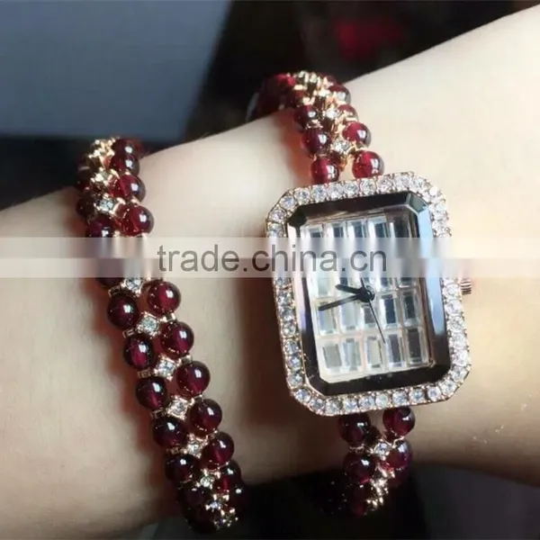 Hot Fashion Europe and America Cai Bao Jewelry 925 Silver Inlaid Natural Garnet Watch Bracelet Jewelry photo-6