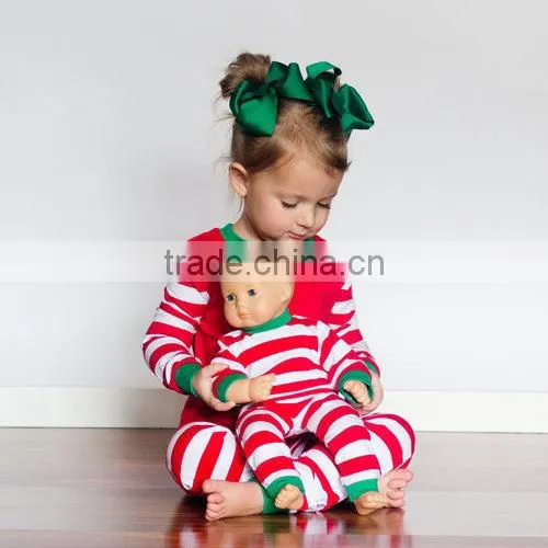Wholesale Christmas Pajamas/ Family Hoodie-footie/pajamas/organic Cotton Pajamas Dot Stripe