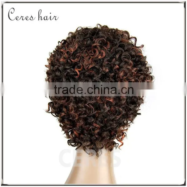 100% Human Hair Short Spring Curl Lace Front Wig Mixed Flaxen Color Brazilian Human Hair Wig at Factory Wholesale Price photo-4