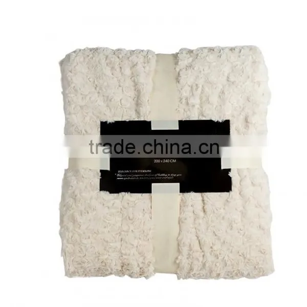 White PV Fleece Gifts Promotional Blanket With Card Ribbon Packaging photo-3