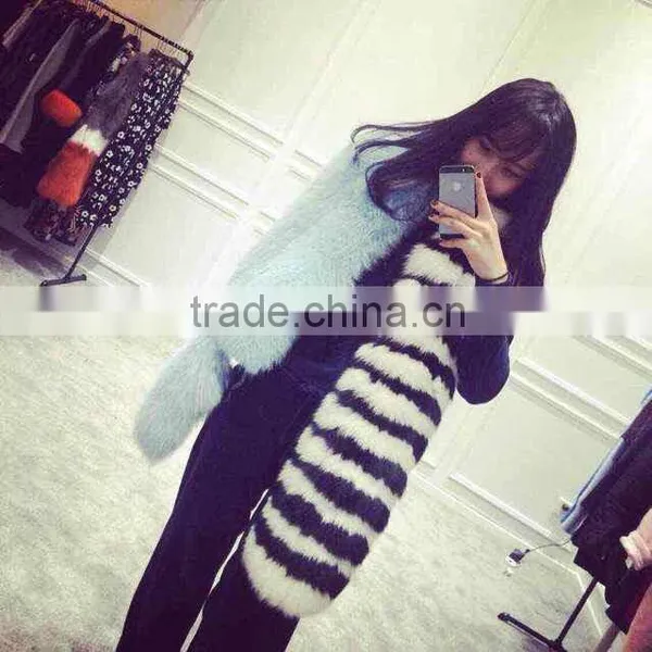 Hot Sale Luxury Genuine Fox Fur Block Color Fur Shawl photo-5