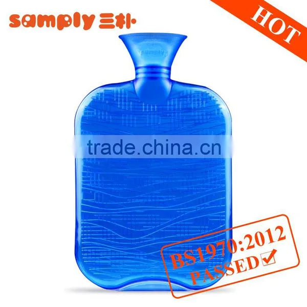 Hot 2L PVC Hot-water Bottle Wave Blue Anti-scald Bed Warmer photo-2