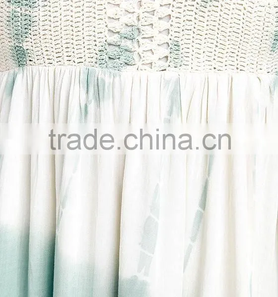 2016 Latest Fashion Dresses Short Crocheted Top Tie-dye Dress New Summer Dresses photo-5