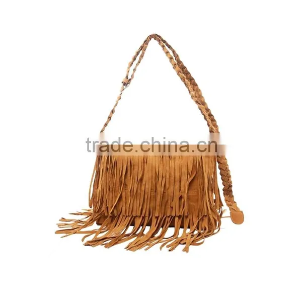 Hot Sale 2015 Fashion Women Handbag Tassel Cross Body Women Bag Solid Color Zipper Shoulder Bags Leather Handbags for Female photo-3