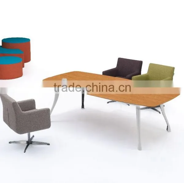 Commercial Furniture Melamine Cheap Small Round Movable Office Meeting Table photo-5