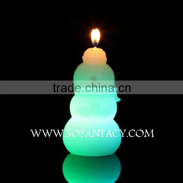 Snowman Shape Paraffin Wax Led Candle.colour Changing Led Wax Candle Wedding Decoration