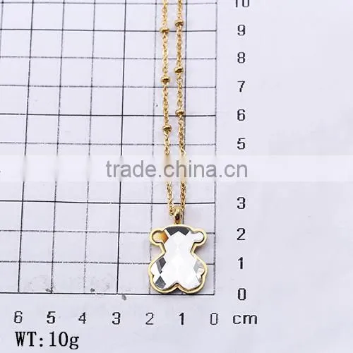 China Top Wholesale Fashionable Gold Chain White Big Charm Necklace With Bear photo-6