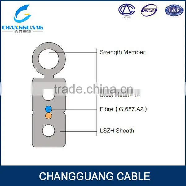 China Cable Manufacturer Changguang Armored Fiber Optic Cable Ftth FRP G652d Self Supporting Bow Type Drop Cable photo-3