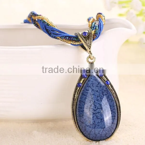 National Wind Women Water Drop Pendant Necklace photo-3