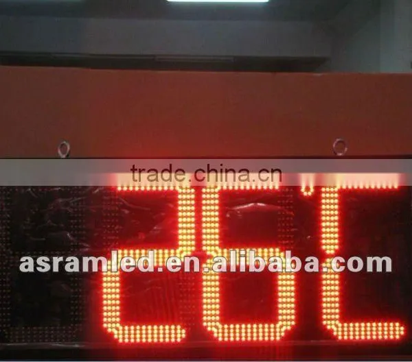 6" 88:8C/F Red LED Time Clock and Temperature Display for Outdoor