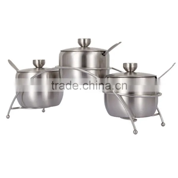 High Quality Stainless Steel Condiment Container Set With Rack photo-2