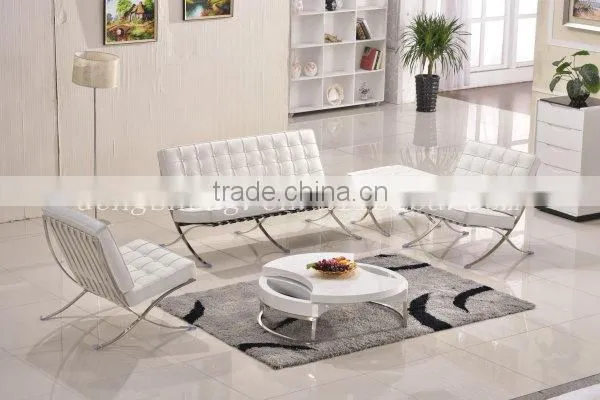 Lounge Chair White Cowhide Leather PU Barcelona Chair Replica BY0401 photo-6