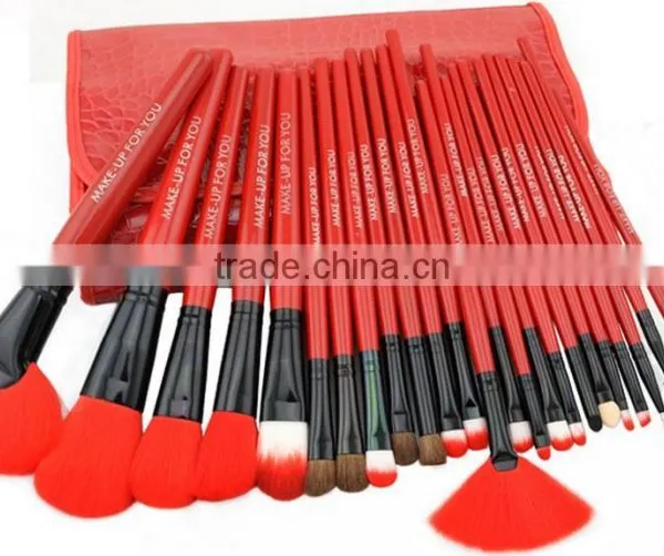 Popular Hot Selling 24 in 1 Make-Up Brush Set Red High Quality Comestic Brush With CROCO Bag For Brushes photo-5