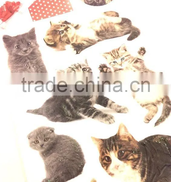 Cat Design Sticker, Lovely Cat Sticker for Decoration, Vivid Animal Decorative Shinny Glitter Sticker photo-5
