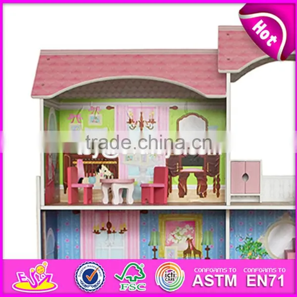 2017 Best Preschool Pretend Play Large Wooden Kids Doll House Set W06A248 photo-2