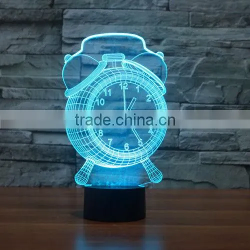 New Touch Clock 3D Night Light 7 Color Change LED Table Lamp Xmas Toy Gift photo-3