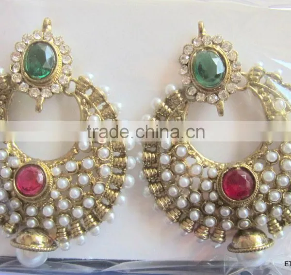 RAM LEELA gold tone dangler EARRINGS