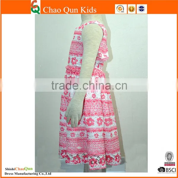 2017 Baby Girl Latest Fashion Embroidered Lace Floral Dresses for Girls Wholesale photo-2
