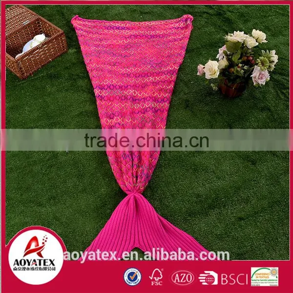 Rope Net Purple Knitted Mermaid Tail Blanket photo-2