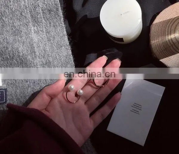 2PCS/Set Contracted Design Beautiful and Elegant Pearl Zircon Women's Pearl Finger Ring photo-6
