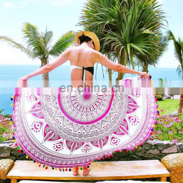 Bohemian Mandala Round Beach Tapestry Hippie Throw Yoga Mat Towel Indian Roundie 72' Round Table Cover Throw photo-6
