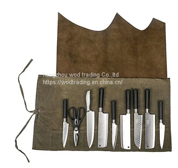 waterproof waxed canvas chef's knife roll bag