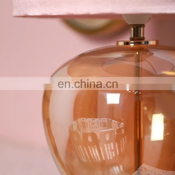 Hotel Decor Modern Yellow Lampshade Small Nightstand Glass Table Lights for Sale photo-5