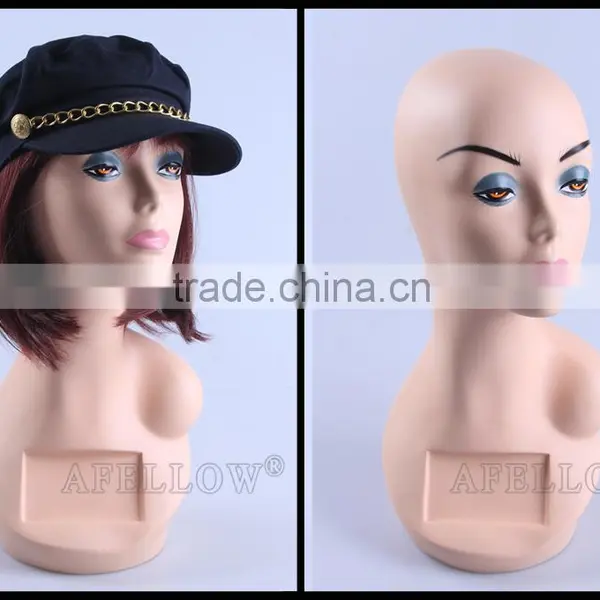 Plastic Female Head Mannequin Dispaly Jewelry/ Hat /scarf/wig Mannequin Head H1006 photo-2