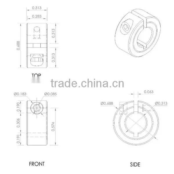 1C-031-S T303 Stainless Steel One-Piece Clamping Collar, 5/16" Bore Size, 11/16" OD, With 4-40 x 3/8 Set Screw photo-2