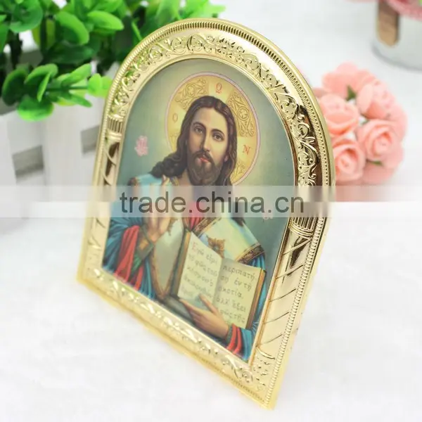 Jesus Christ Gold Color Metal Icon photo-2