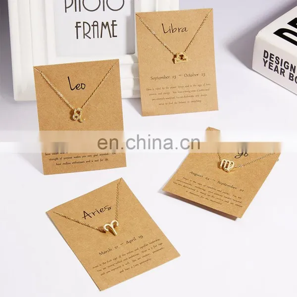 Female Elegant 12 Constellation, Zodiac Sign Necklace Pendants Charm Gold Chain Choker Astrology Necklaces/ photo-4