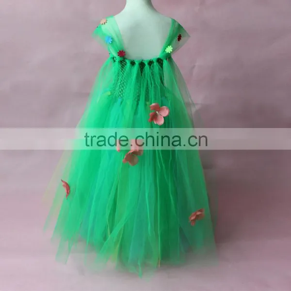 New Elsa Dress With Cape Fabric Green Color Tulle Tutu Dress photo-6