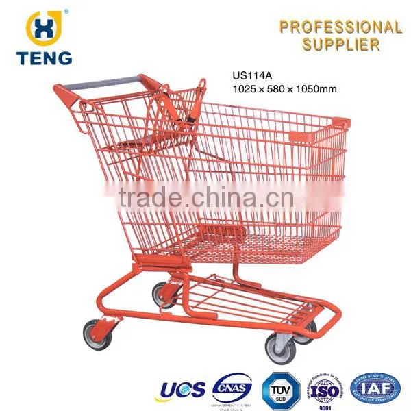 Red Wire Metal Shopping Trolley Price Classical Steel Material Shopping Trolley photo-2