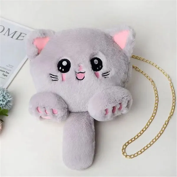 019 2023 New Cute Cat Plush Bag Autumn and Winter New Design Women's Messenger Bag Cartoon Girls Chain Bag Wholesale photo-5