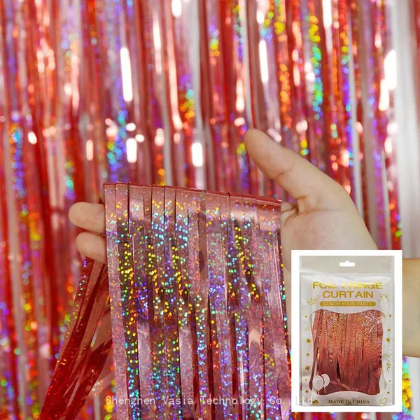 Bulk Seasonal Foil Curtains - Valentine’s Red/Christmas Gold, Festival Distributor Curtains photo-4