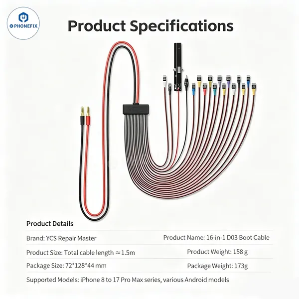 YCS D03 Universal Diagnostic Boot Cable for IPhone 8-17 Pro Max photo-5
