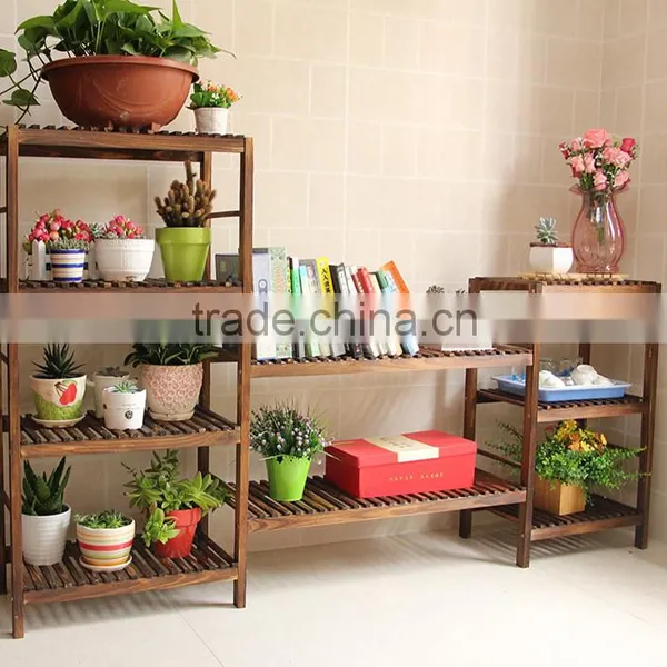 The Combination of Multilayer Solid Wood Flower Shelf Rack of Large Capacity High Flower Floor Type Shelf Display photo-2