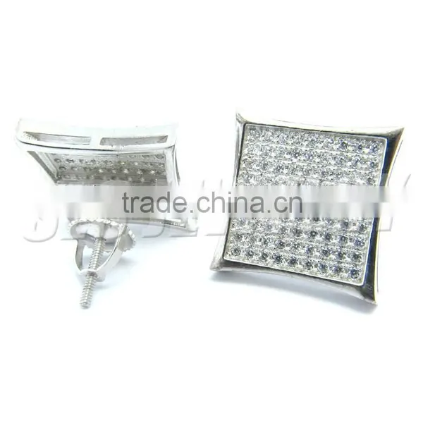 2014 Fashion White Rhodium Earring Men's Earring Ear Stud Sterling Pure Silver Jewelry Stud Earring photo-2