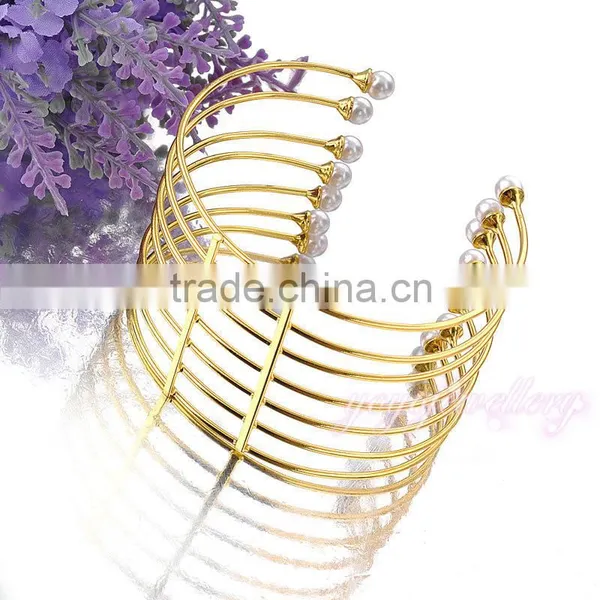 Wholesale Pearl Gold Cuff Bangle Bracelet photo-4