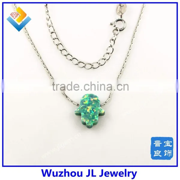 925 Sterling Silver Synthetic Hamsa Opal Gems Necklace For Sale Online With Factory Price photo-2