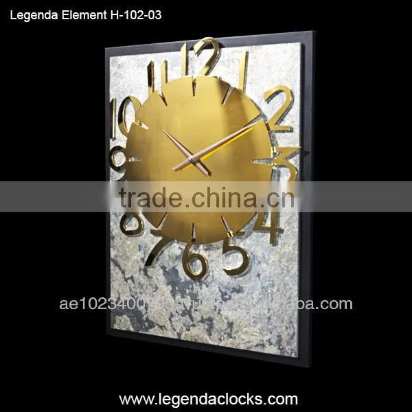 Unique Clock, Decorative Clock, Gold Plated Steel Numbers With Stone Veneer, Handmade Latest Wall Clock photo-2