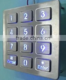 Water Proof 12 Keys Metal Numeric Keypad With Backlight photo-2