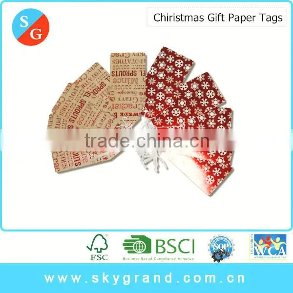 Wholesale Die Cutting Red or Golden Stamping Christmas Gift Paper Tag